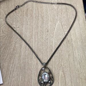 Elegant Silver Necklace with Crystal Pendant